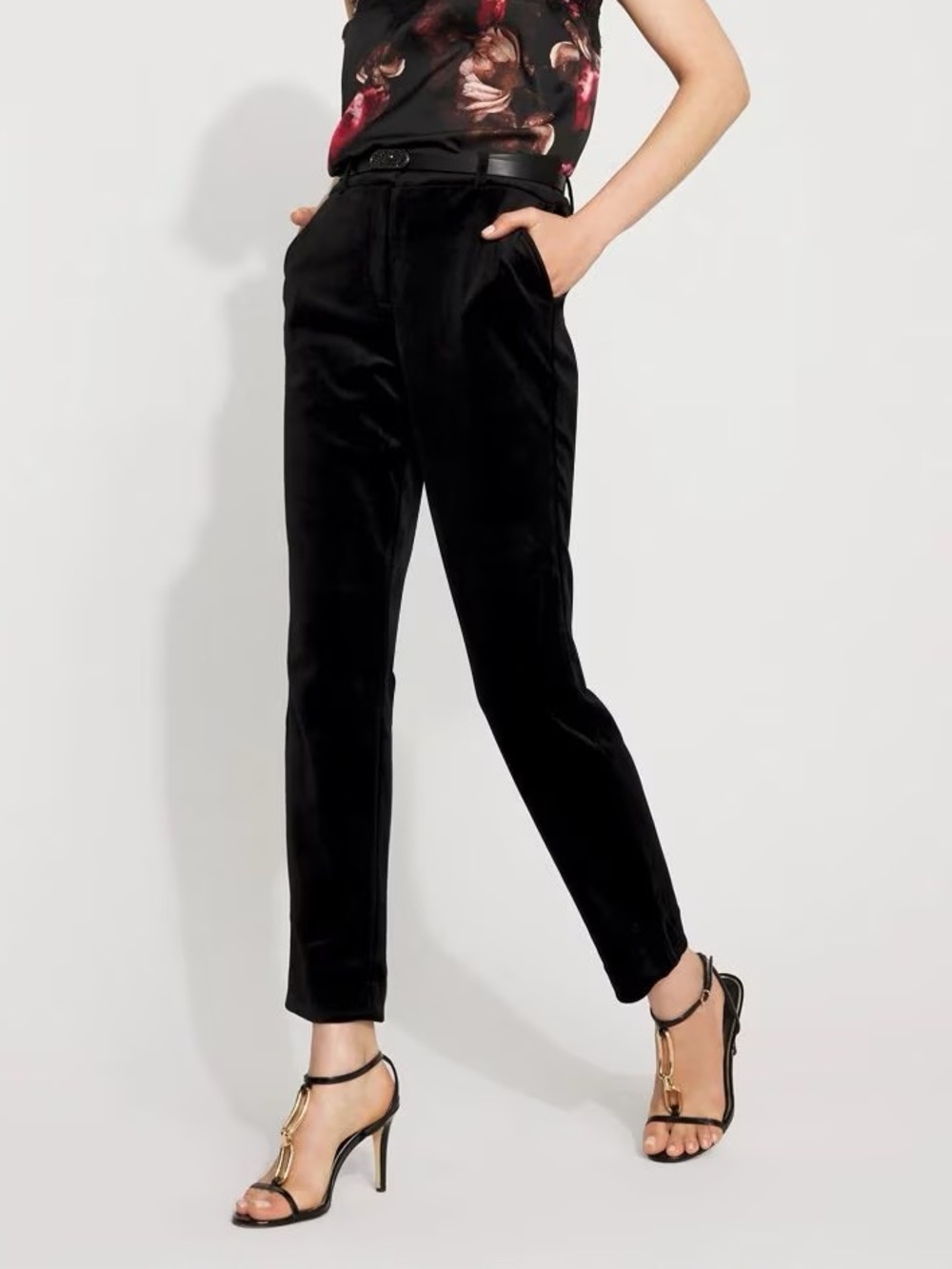WHBM Elle Velvet Slim Ankle Pant